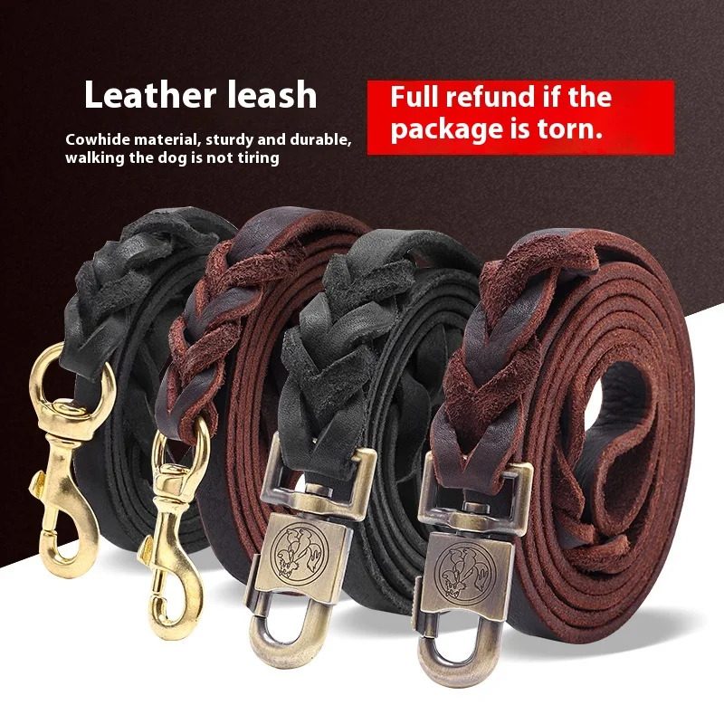 Leather Strap Quick Release - Genuine Leather Dog Leash - Top