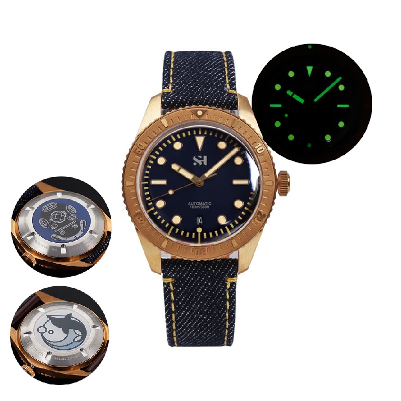 42mm Bronze Mens Watch Mechani - Canvas Strap Watch review and price