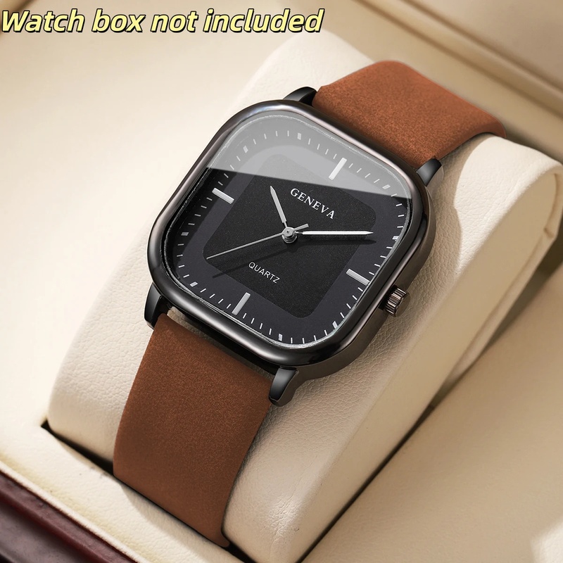 Fashionable Classic Square Dia - Leather Watch Band Men review and price