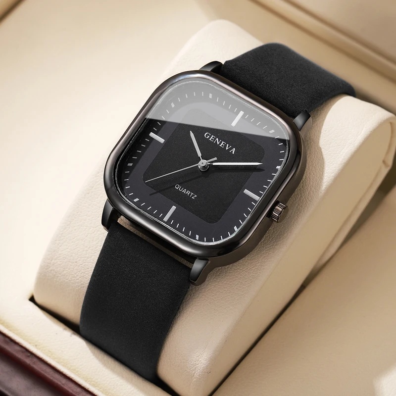 Fashionable Classic Square Dia - Leather Watch Band Men review and price