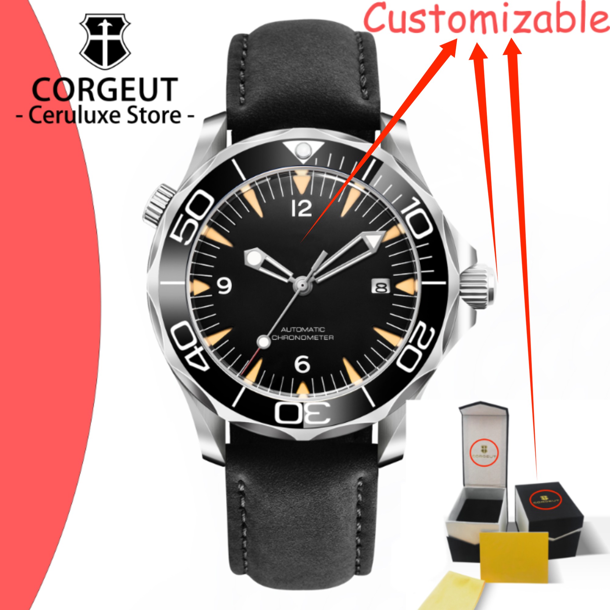 CUSTOM Logo Sapphire Glass Aut - Stainless Bracelet Diver review and price